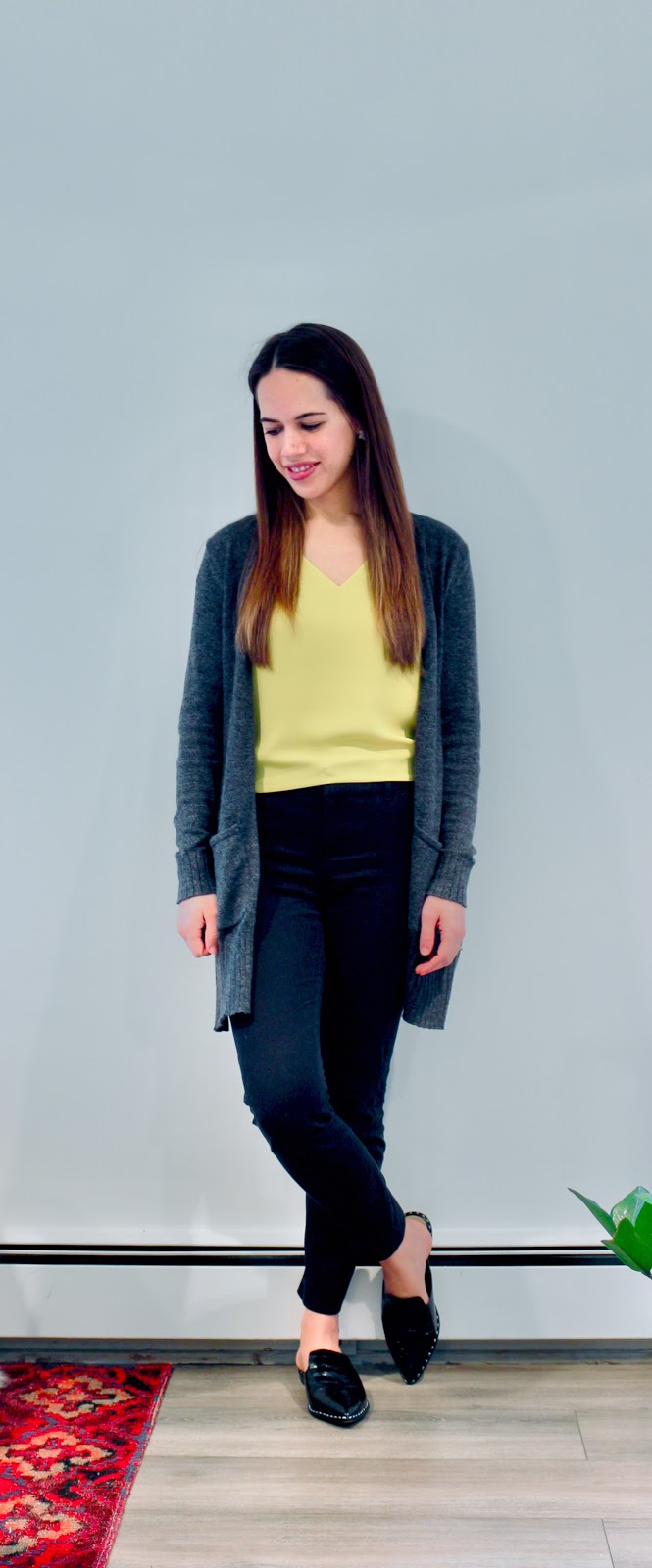 Jules in Flats - Babaton Murphy Top + Cardigan (Business Casual Winter Workwear on a Budget)