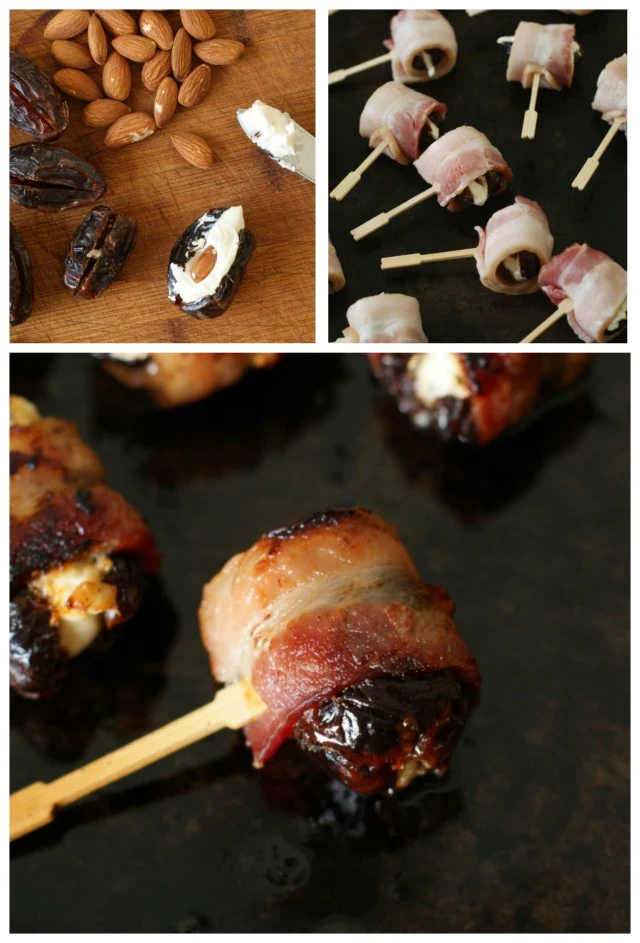 These Cream Cheese and Almond Stuffed Bacon-Wrapped Dates that are sweet and smoky will be the highlight of your next party!