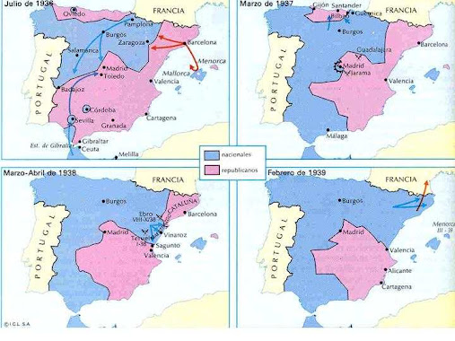 Historia de España: mapa guerra civil