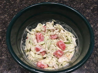 Fresh cucumber, cabbage, tomato and miracle whip salad recipe