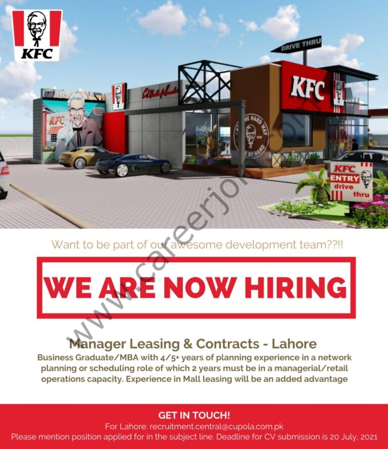 recruitment.central@cupola.com.pk - KFC Pakistan Jobs 2021 in Pakistan