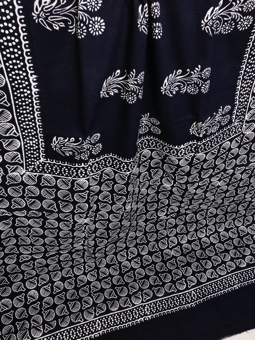 Handblock printed mulcotton sarees