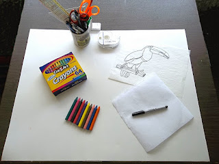 Work table with crayons