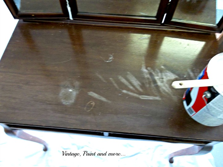 Vintage, Paint and more... water marks, scuffs and damage on vintage vanity
