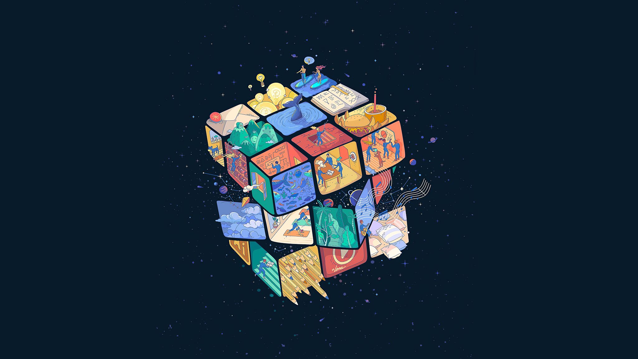 Fantasy Rubiks Cube Wallpaper