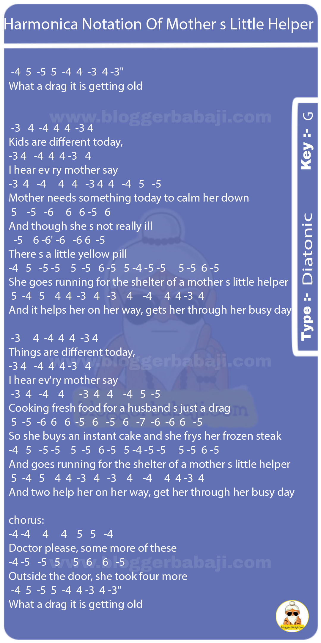 Harmonica Notation Of Mother s Little Helper