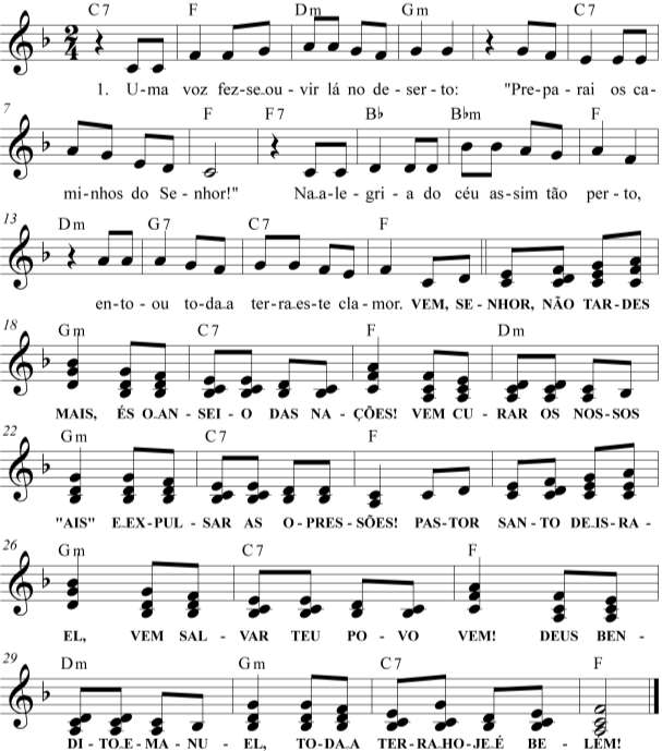 Cifras e Partituras Litúrgicas Uma voz fezse ouvir lá no deserto