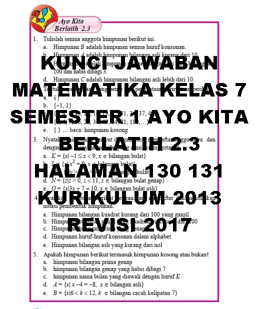 KUNCI JAWABAN MATEMATIKA KELAS 7 SEMESTER 1 AYO KITA KUNCI JAWABAN MATEMATIKA KELAS 7 SEMESTER 1 AYO KITA