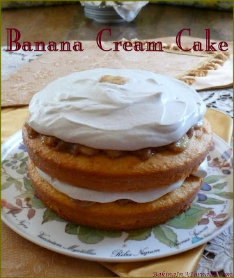 Banana Cream Cake is inspired by the classic pie. Banana, cinnamon and whipped cream adds the flavor, macadamias add the crunch | Recipe developed by www.BakingInATornado.com | #recipe #cake