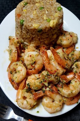 Vegetable Fried Rice with Butter & Garlic Shrimp