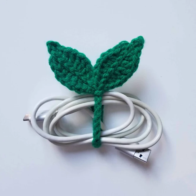 Leaf Sprout Cable Tie and Bookmark FREE Crochet Pattern