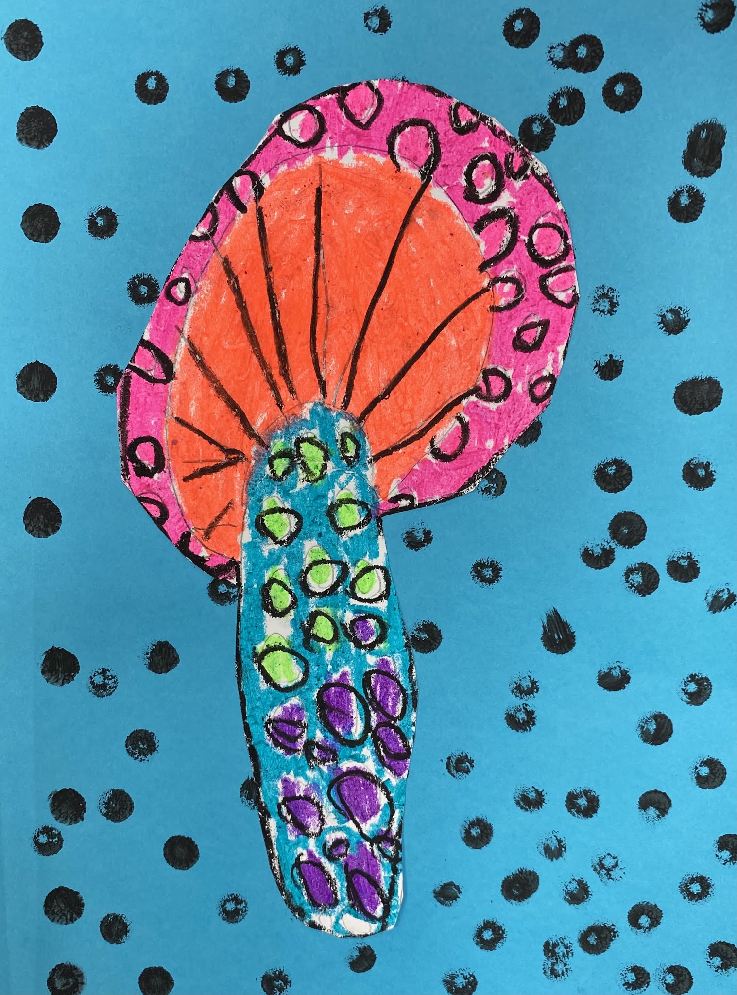 Mrs. Harris' art room Yayoi Kusama kindergarten mushrooms art lesson