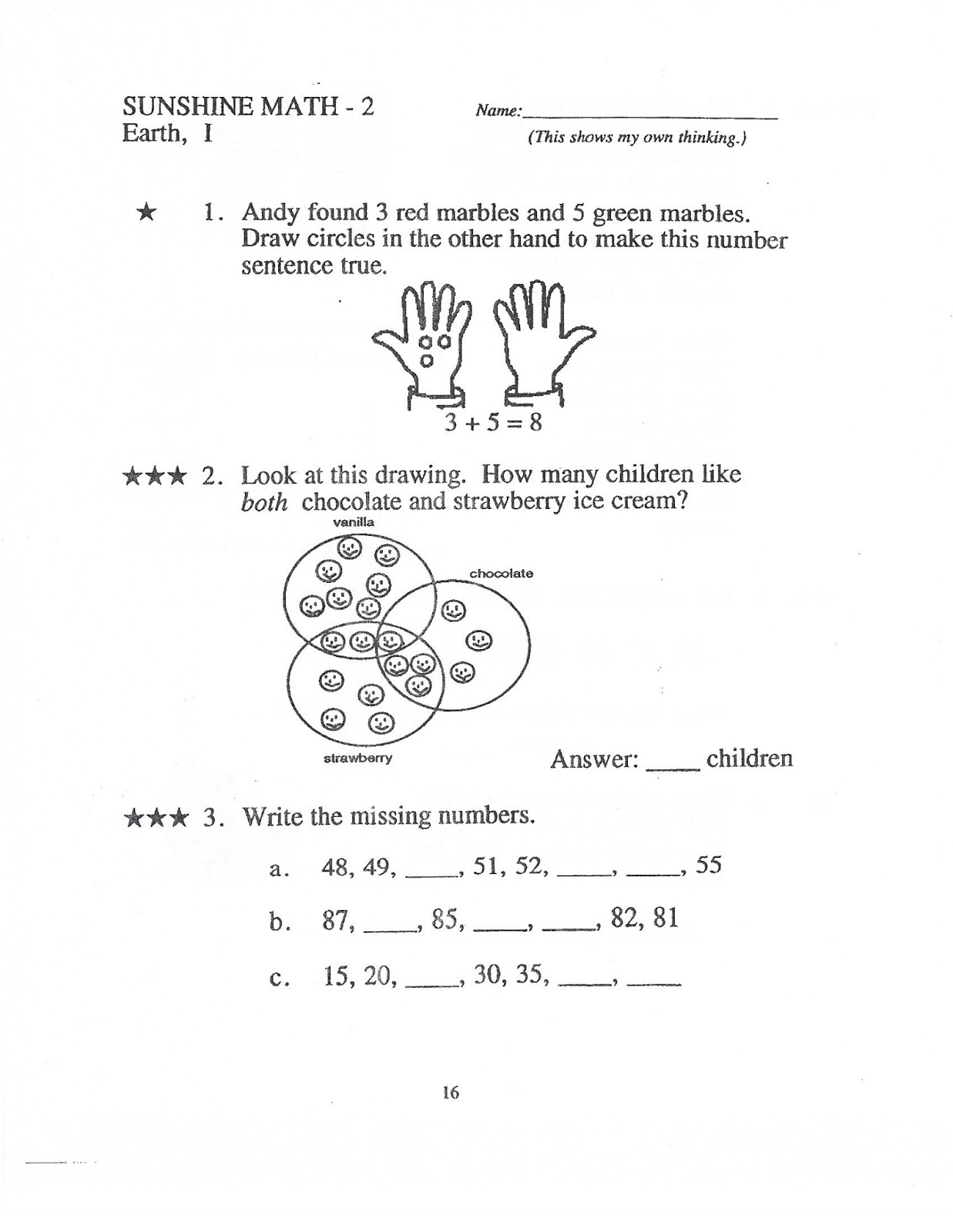 Cash Class Reads: Week 1 - Sunshine Math - OPTIONAL Enrichment ...