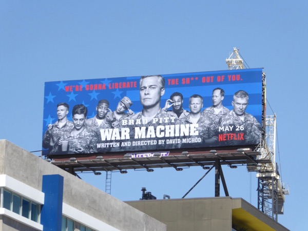 Brad Pitt War Machine film billboard Wilshire Boulevard Brad Pitt War Machine film billboard
