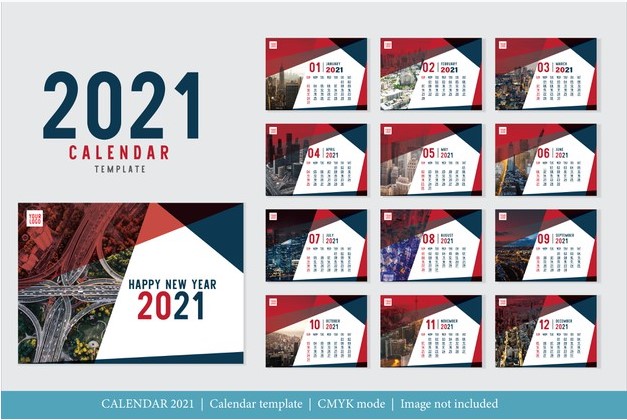 Template Kalender Meja 2021 Desain Modern Siap Edit | zotutorial.com