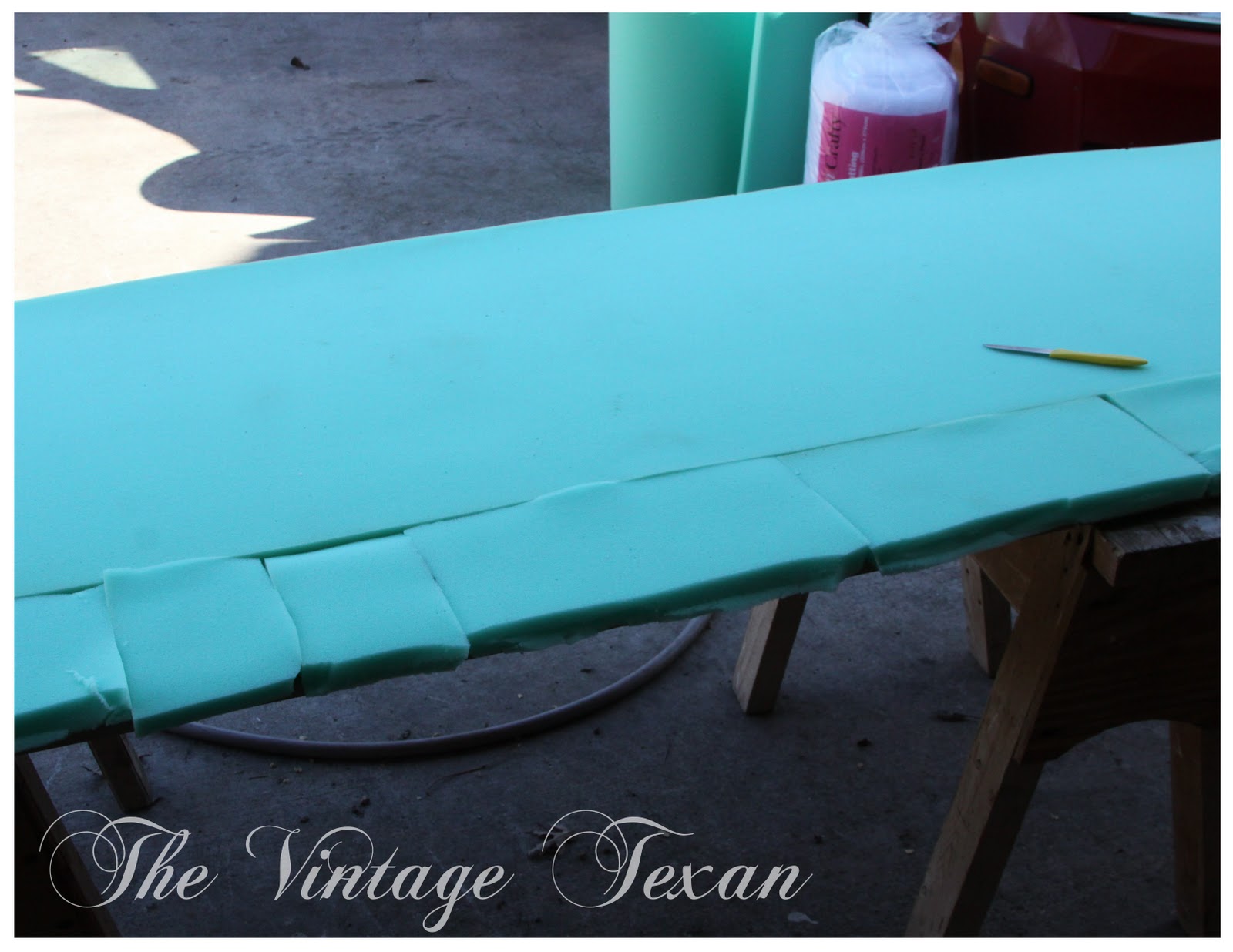 The Vintage Texan DIY Tufted Vinyl Headboard
