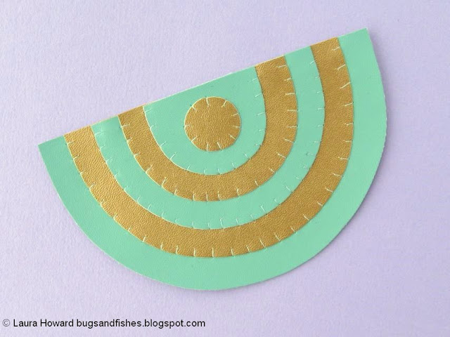 geometric vegan leather necklace tutorial: sew the pieces together