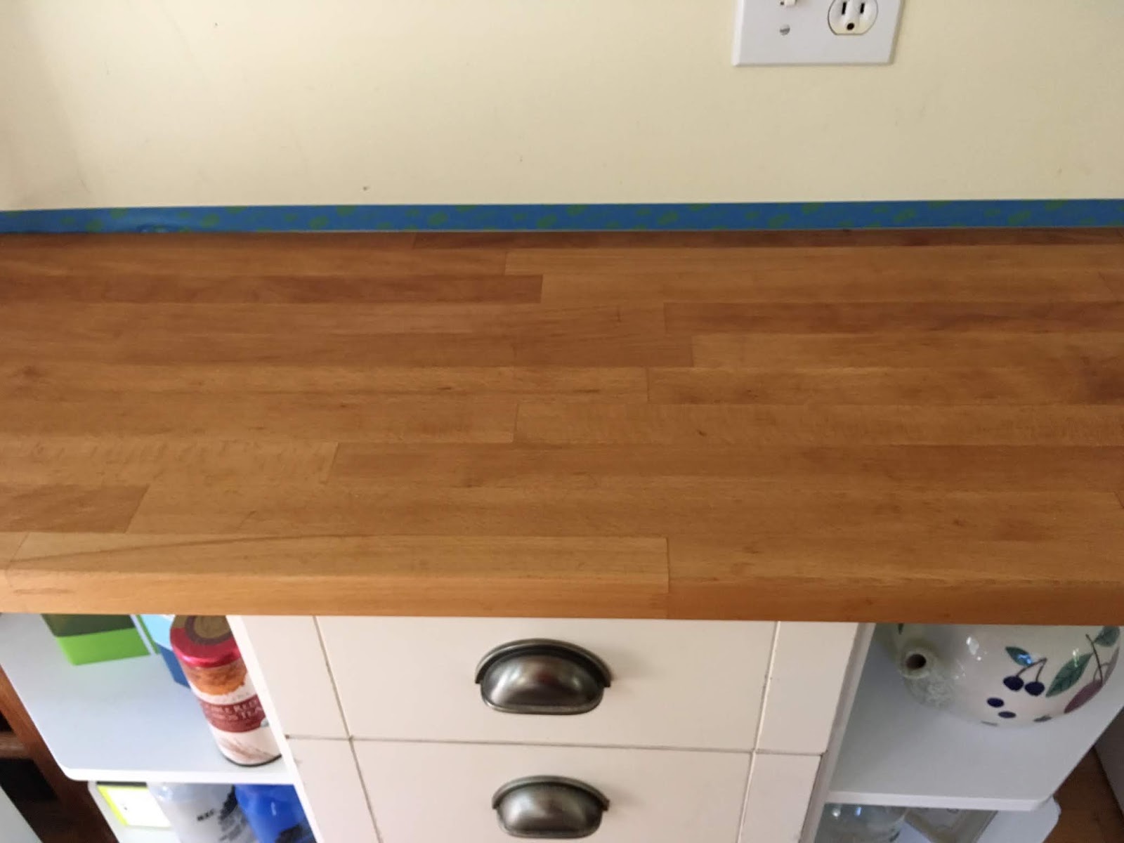 I let the stain sit for a week, then I followed up with a coat of low