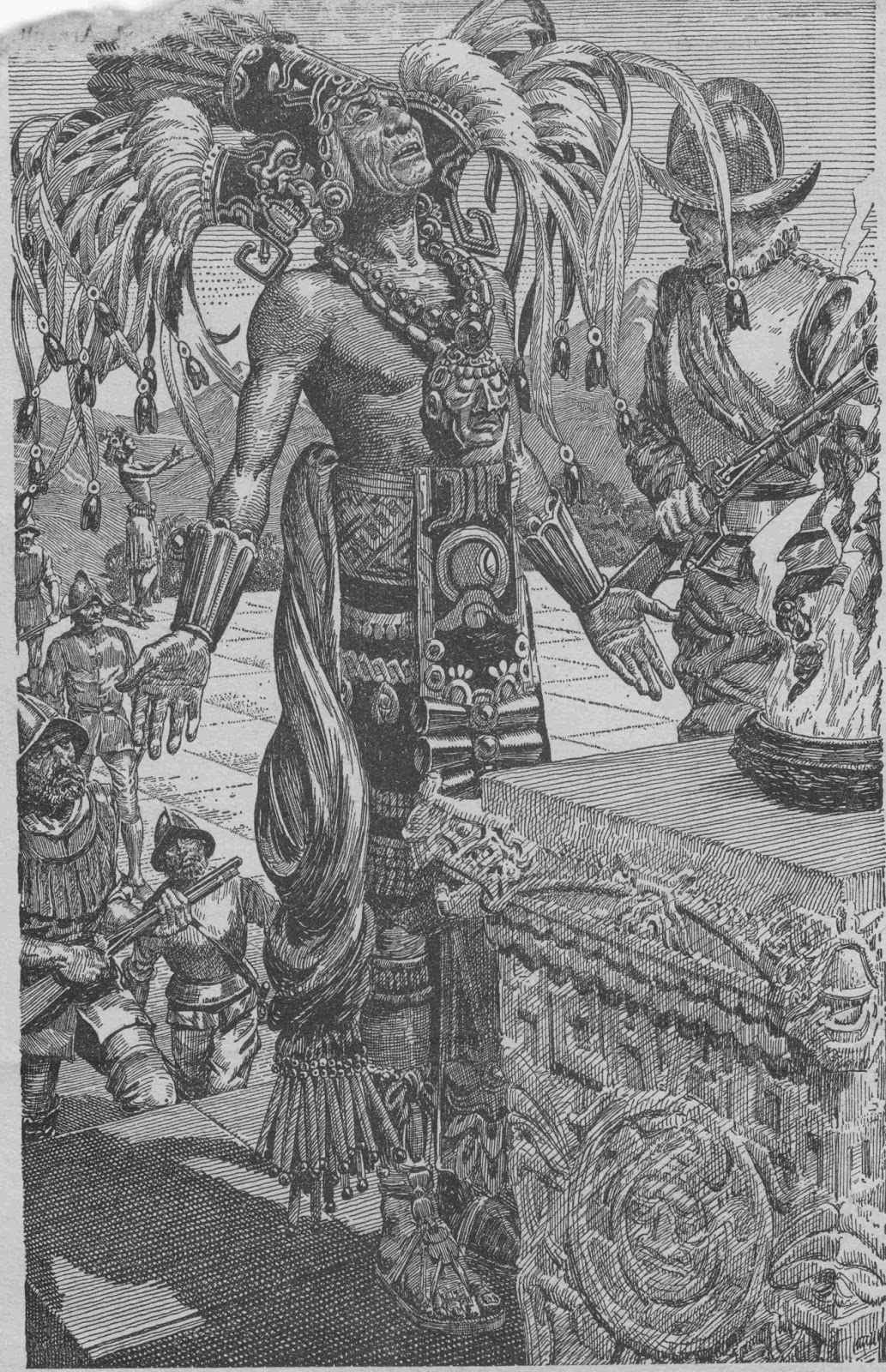 Illustration of Mayan priest in Adventure magazine