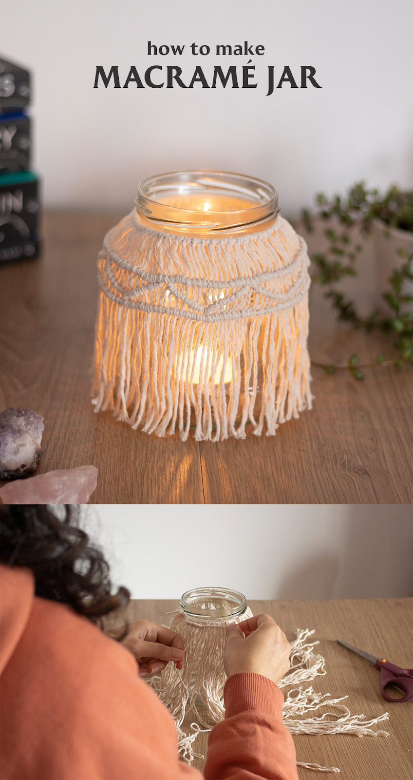 DIY Macrame Jar Candle Holder + How to Estimate Cord — Curly Made