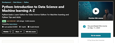 34. Free Python-Introduction to Data Science and Machine learning A-Z