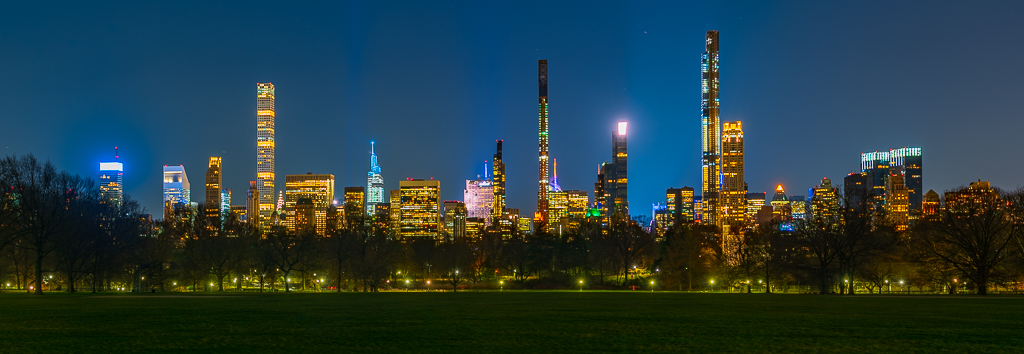 Nighttime Panorama of Central Park South - New York (2020) - Daniel South Photography a panoramic night photo of central park south new york