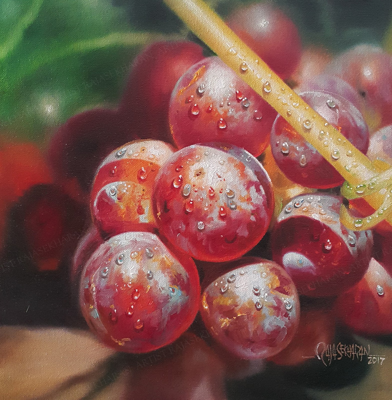 MOST REALISTIC OIL PAINTINGS GRAPES OIL PAINTING BY RAJASEKHARAN