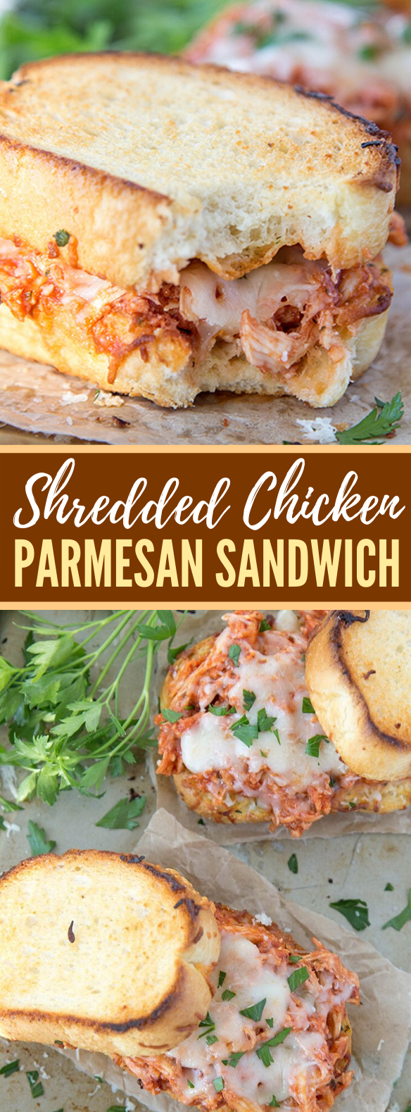 SHREDDED CHICKEN PARMESAN SANDWICH #weeknightdinner #lunch