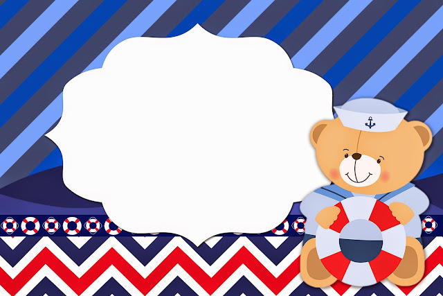 Sailor Bear: Free Printable Invitations, Labels or Cards.