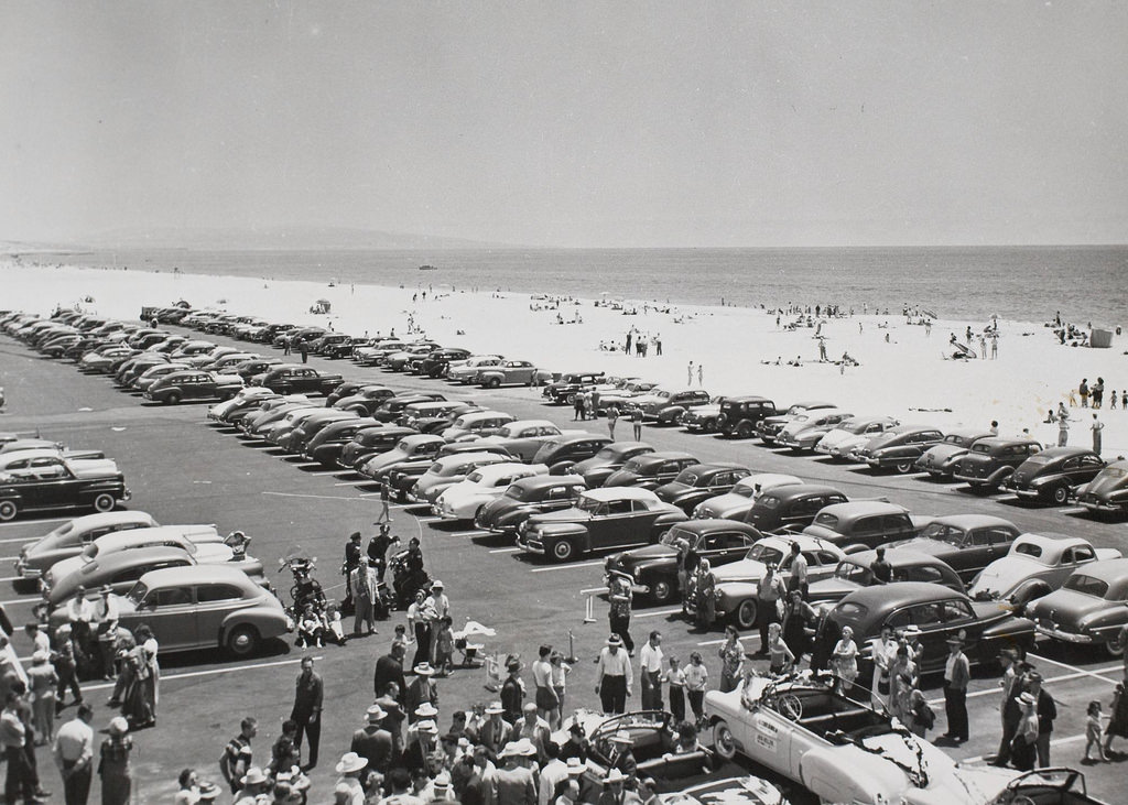 The parking lot at Venice Beach, 1952 vintage everyday