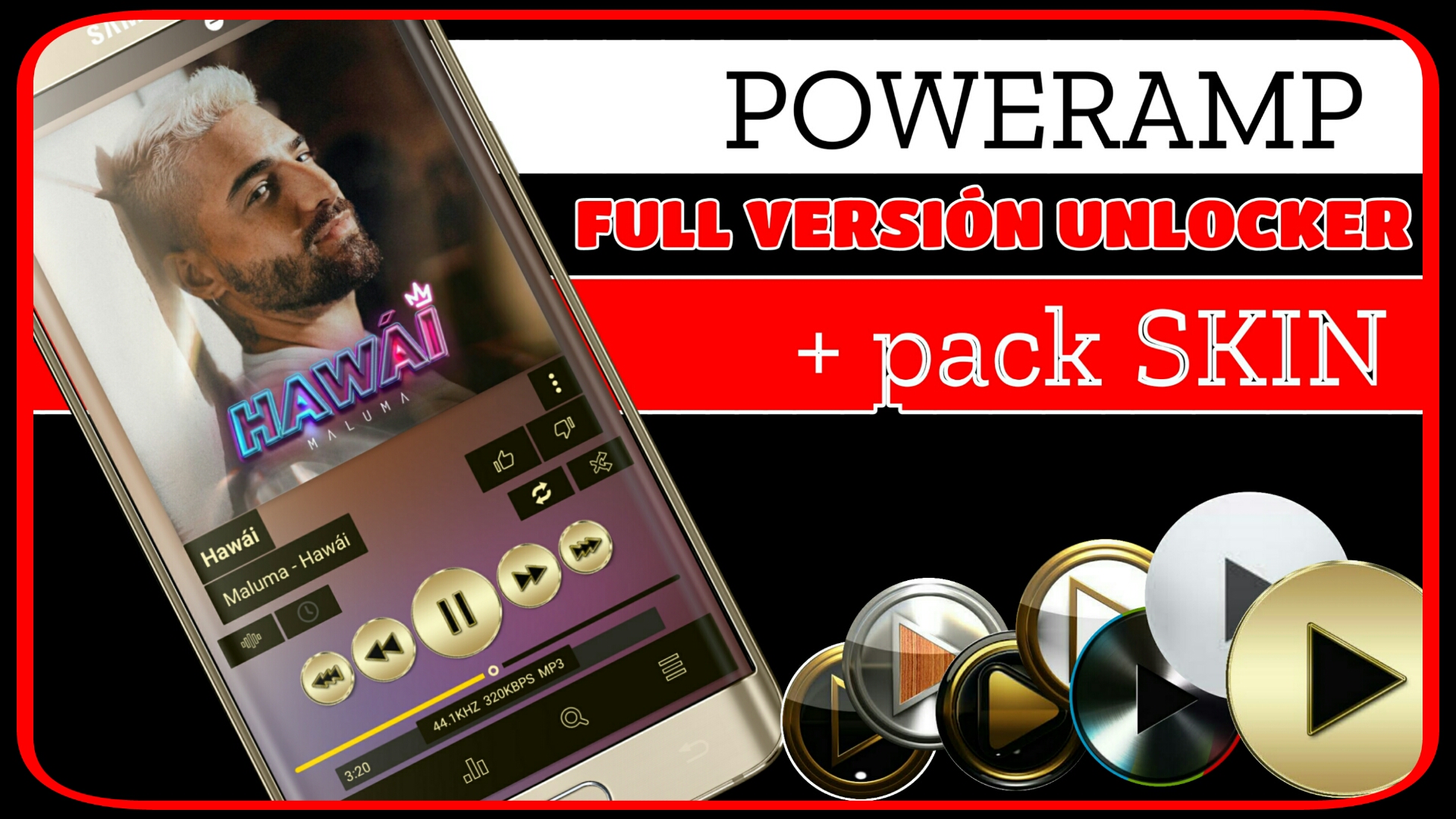 Android PRO POWERAMP FULL VERSION UNLOCKER + PACK DE SKIN