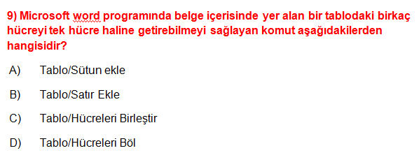 bilgisayar isletmenligi word sinav