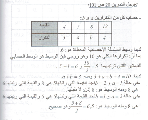 حل تمرين 20 صفحة 101 رياضيات السنة الرابعة متوسط - الجيل الثاني