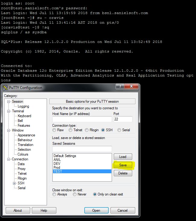 Anil Bandi's ORACLE DBA Inactive PUTTY Session