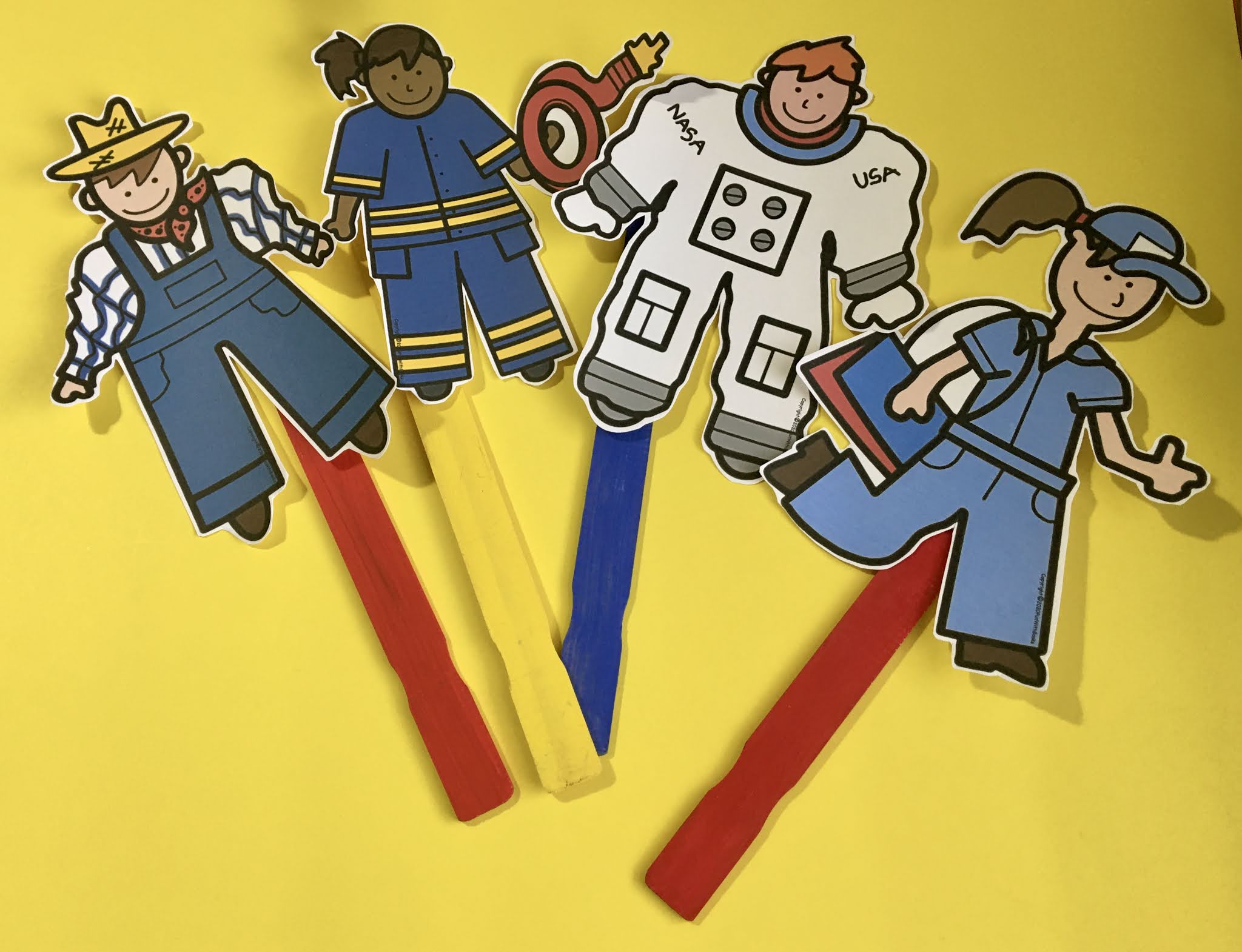 CLOTHESLINE CLUES TO JOBS PEOPLE DO TEACHER PUPPET STICKS Book Units