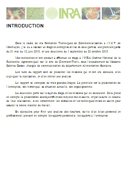 exemple de rapport de stage en entreprise agroalimentaire