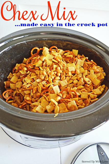 Snack mix in a crock pot