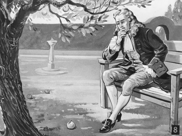 Согласно распространённой легенде, Исаак Ньютон открыл закон всемирного тяготения, наблюдая падение яблока
