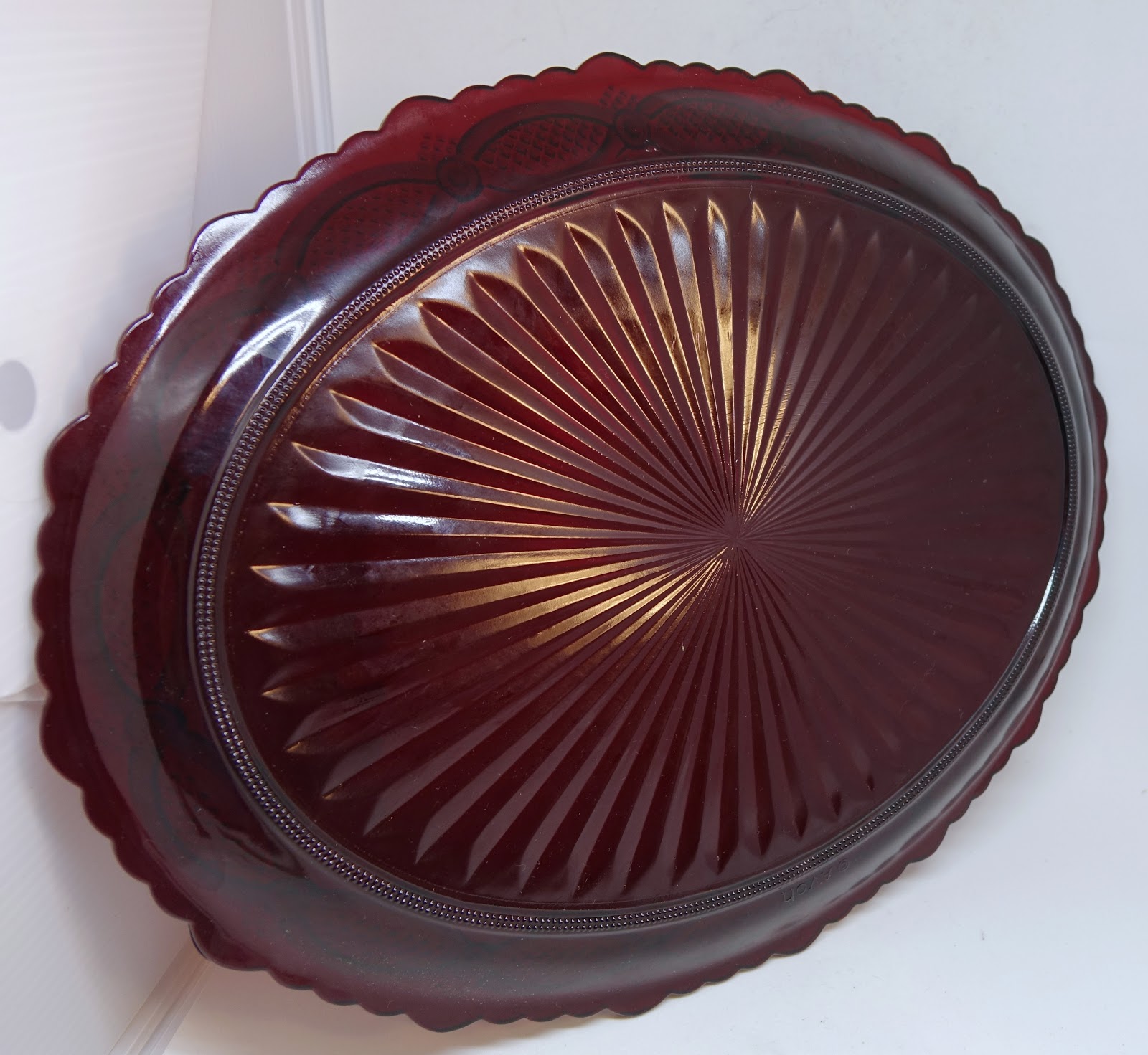 Vintage Avon Cape Cod Ruby Red Glass Platter Oval Serving Tray Elegant