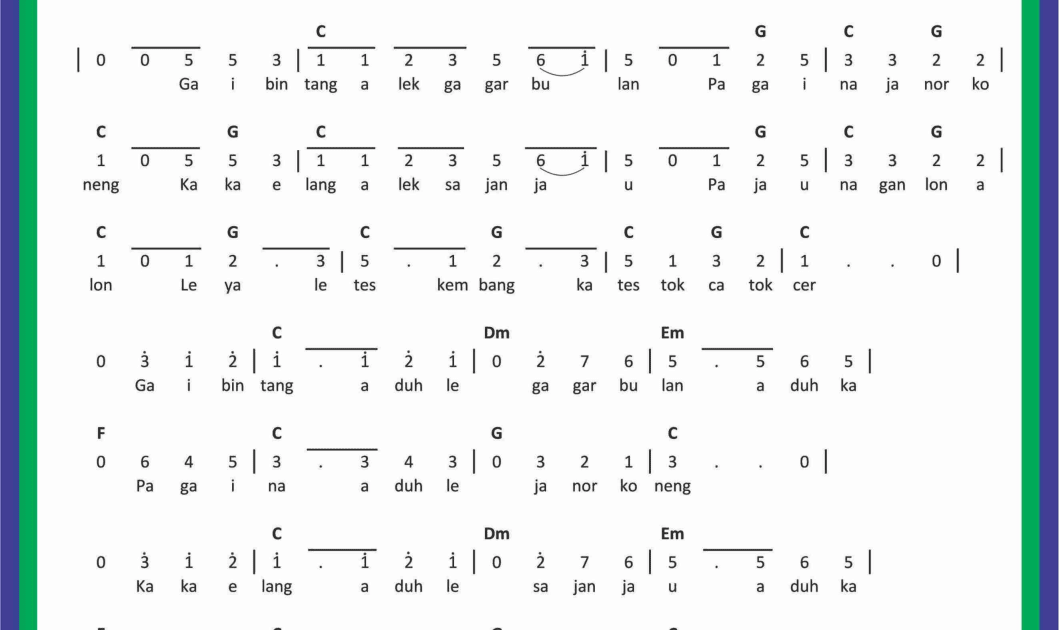 Not Angka Lagu Gai Bintang SEKITAR MUSIK