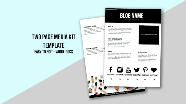 2 Page Blogger Media Kit Template, Media Kit Template, Cheap Media Kit Template