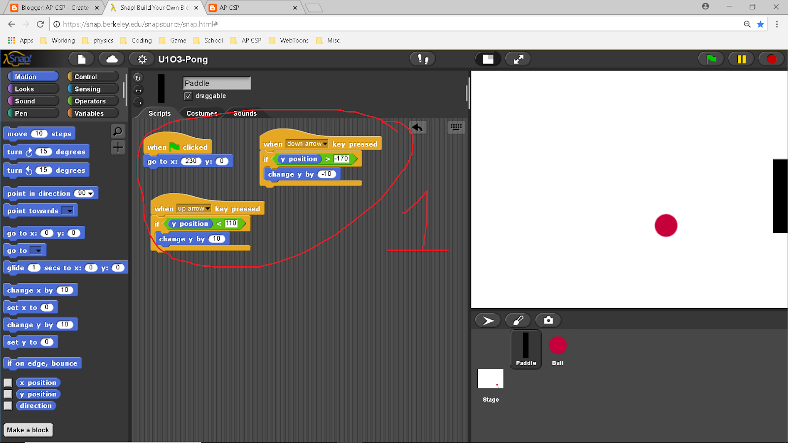 William Wang Computer Science: Snap! U1O3-Pong