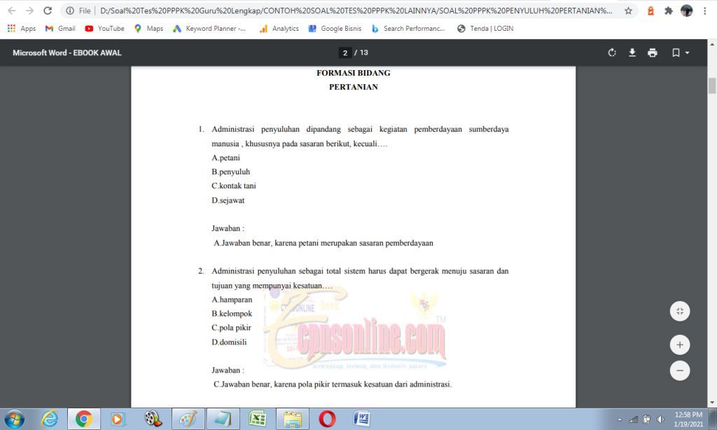 Contoh Soal Ujian P3k Bidang Pertanian Dan Kunci Jawaban Antapedia Com