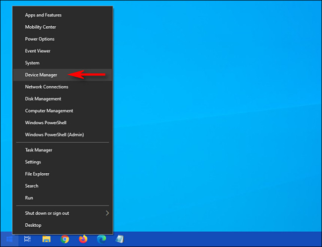 في قائمة Windows 10 Power User ، انقر فوق "إدارة الأجهزة"