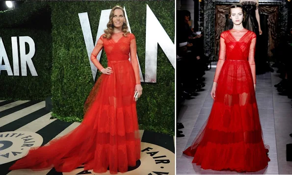 Hilary Swank wore Valentino Dress for 2013 Vanity Fair Oscar Party