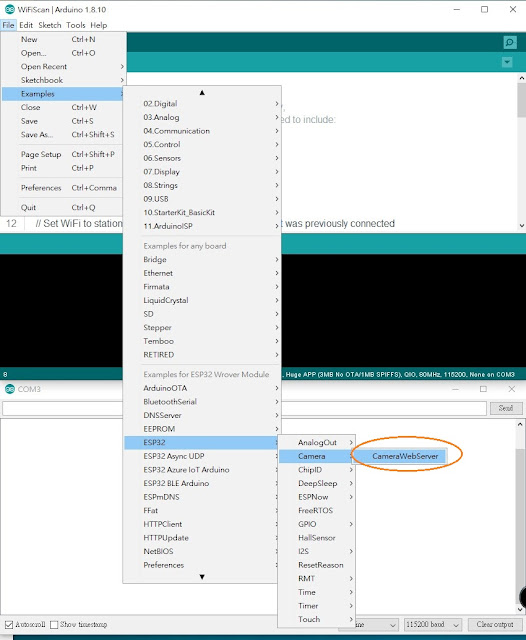 Arduino ESP32-CAM for video stream notebook
