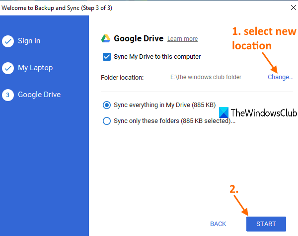 Изменить местоположение папки Google Диска в Windows 10