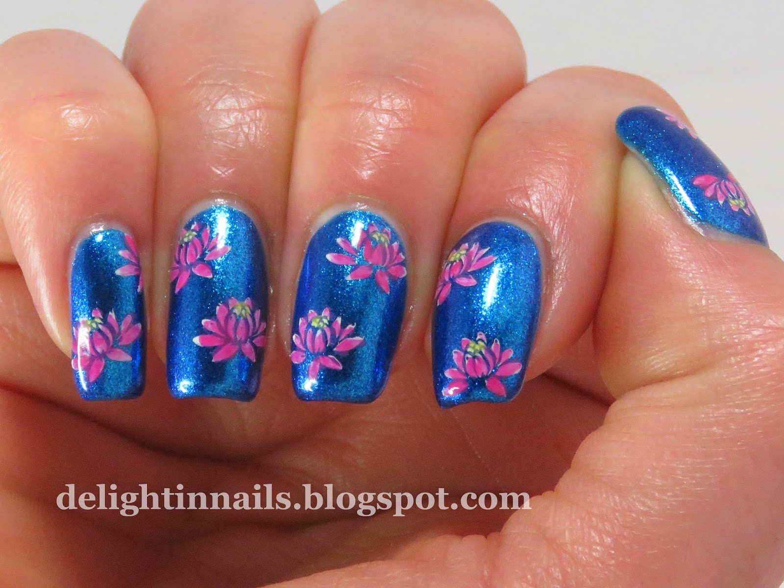 Delight In Nails Lotus Nailart over Butter London Airy Fairy