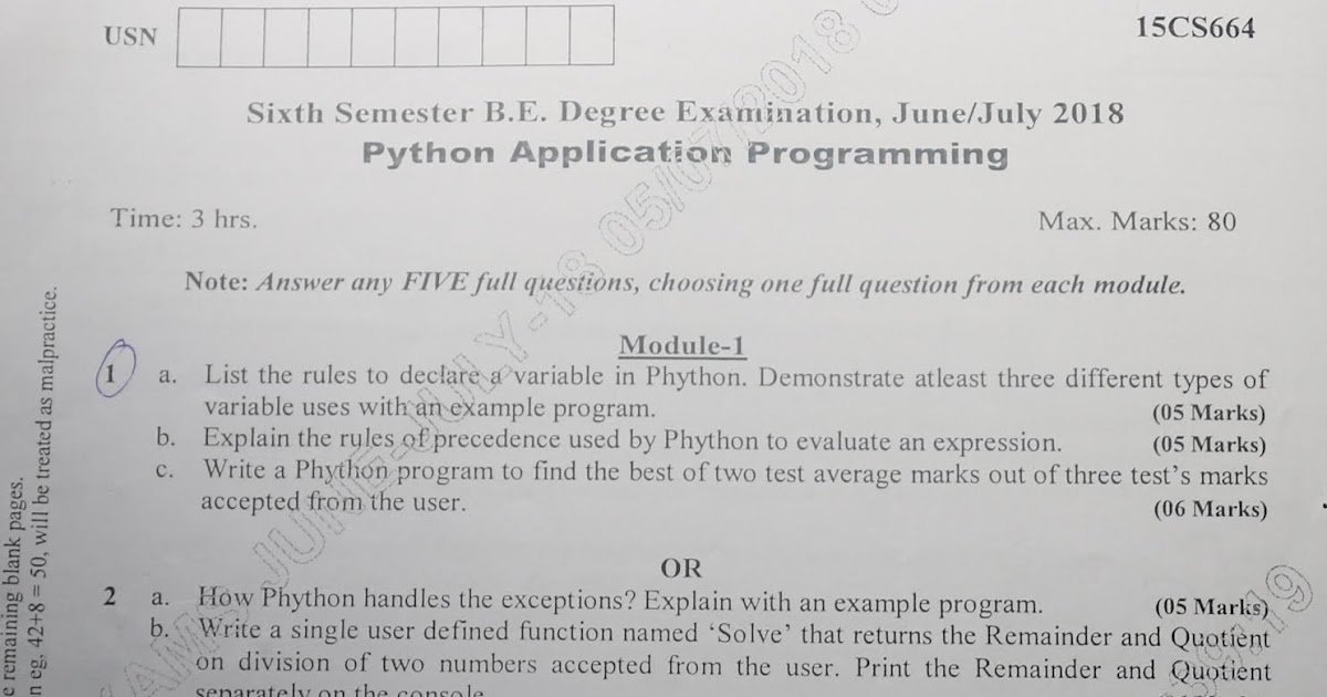 problem solving and python programming previous question papers
