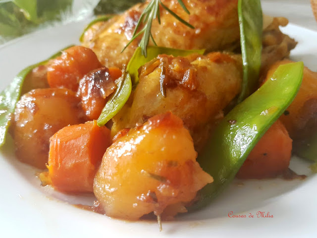 Pollo con verduras de primavera